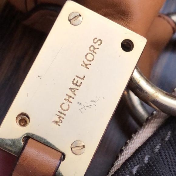 MICHAEL KORS Brown Orange Beige Hand Bag With Leather Handles - Picture 12 of 16